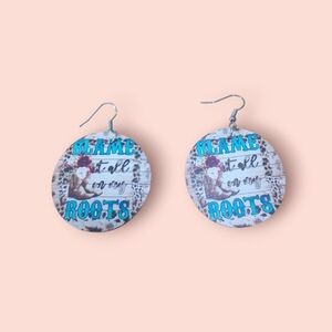 Fun Round PU Leather (Double Sided) Blame it on my Roots Earrings
